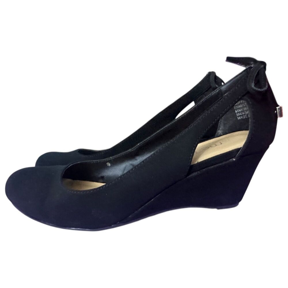 Me Too- Black Wedge with Bow - 8W